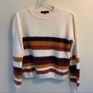 Love Ellie Cream Striped Crew Chenille Sweater S/M